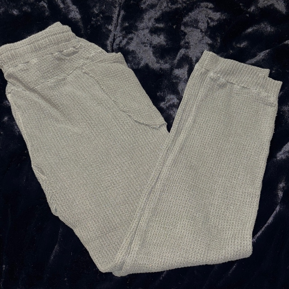 Women’s Waffle Knit Olive Green Joggers